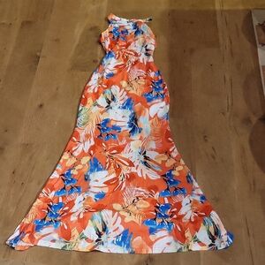Floral Orange Maxi Dress